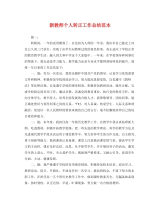 新教师个人转正工作总结范本 
