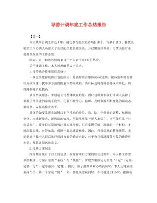 导游计调年底工作总结报告 
