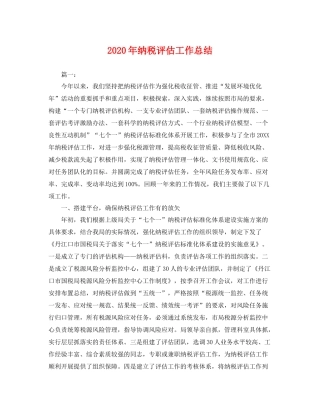 2020年纳税评估工作总结 