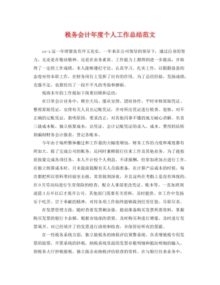 税务会计年度个人工作总结范文 
