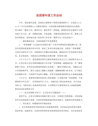 县团委年度工作总结 