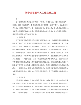 初中团支部个人工作总结三篇 