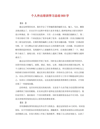 个人外出培训学习总结900字 