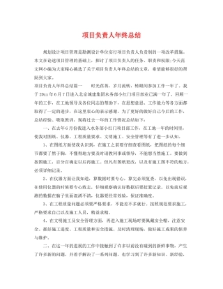 项目负责人年终总结 
