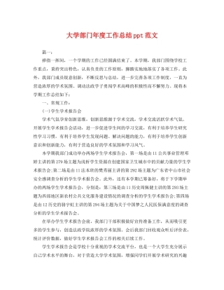 大学部门年度工作总结ppt范文 