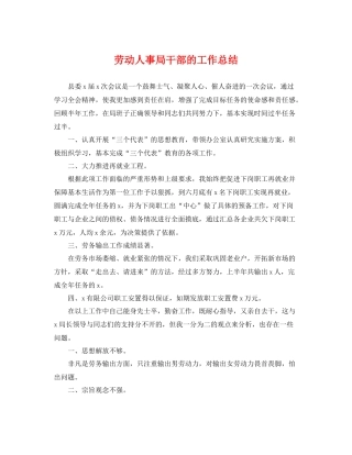 劳动人事局干部的工作总结 