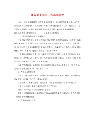 商务局下半年工作总结范文 