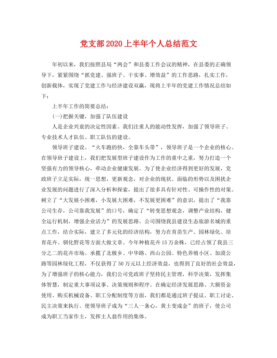 党支部2020上半年个人总结范文 _第1页