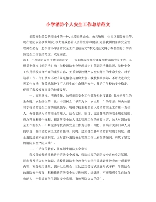 小学消防个人安全工作总结范文 