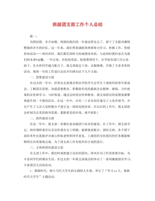 班级团支部工作个人总结 