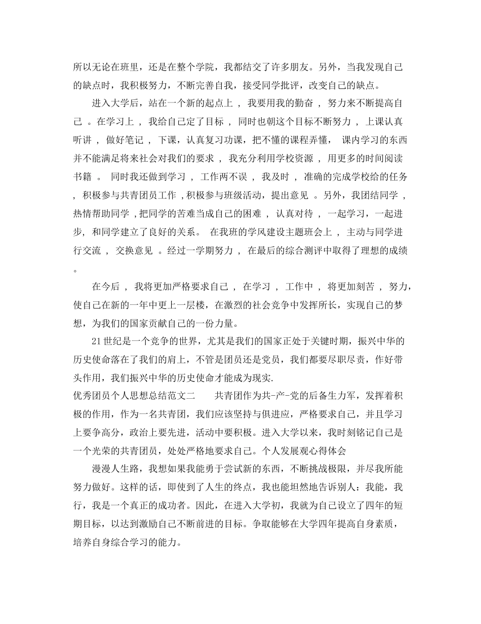 优秀团员个人思想总结 _第2页