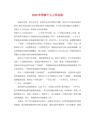 2020年导游个人工作总结 
