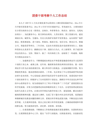 团委干部考察个人工作总结 