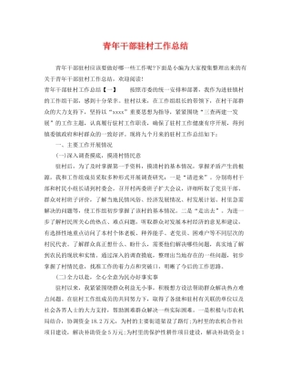 青年干部驻村工作总结 