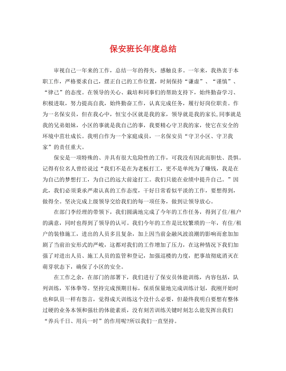 保安班长年度总结 _第1页