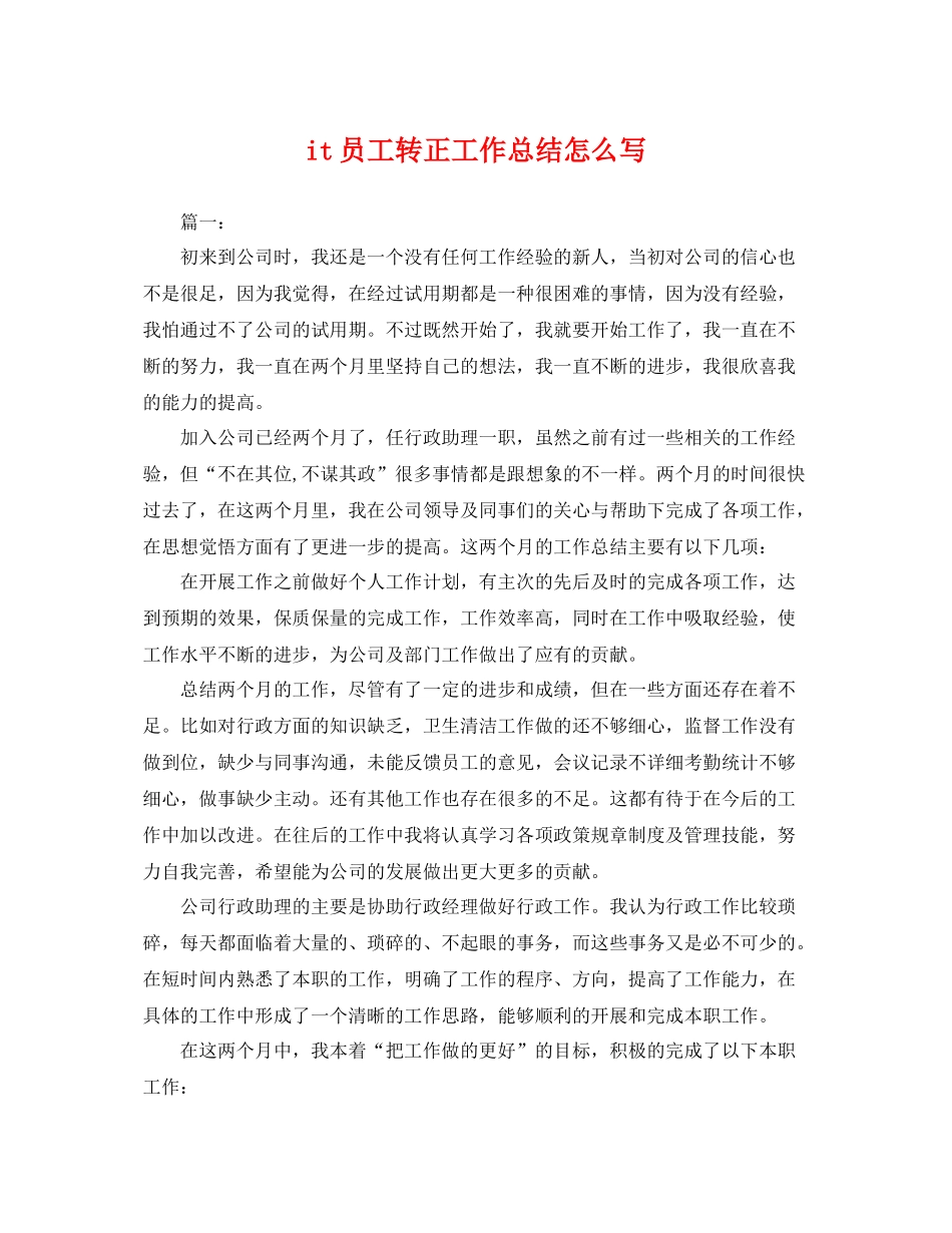 it员工转正工作总结怎么写 _第1页