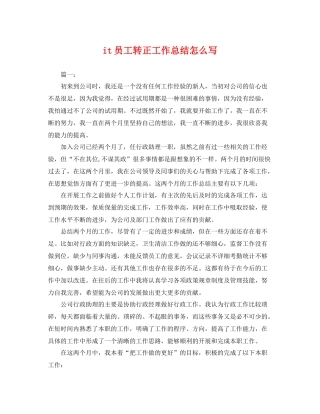it员工转正工作总结怎么写 
