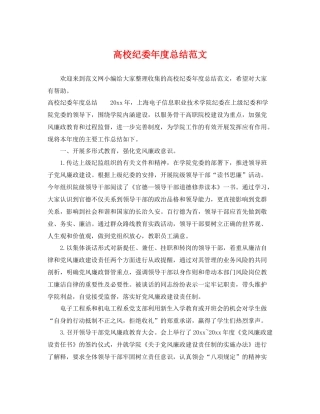 高校纪委年度总结范文 