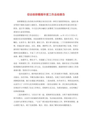 信访挂职锻炼年度工作总结报告 