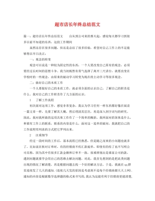 超市店长年终总结范文 