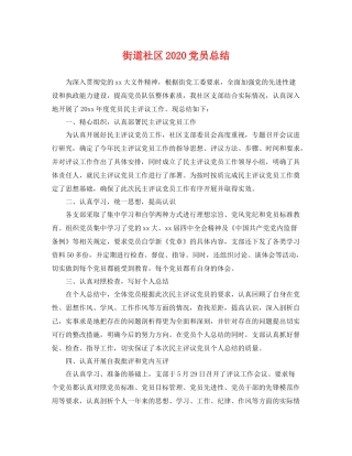 街道社区2020党员总结 