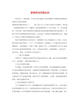 新教师试用期总结 