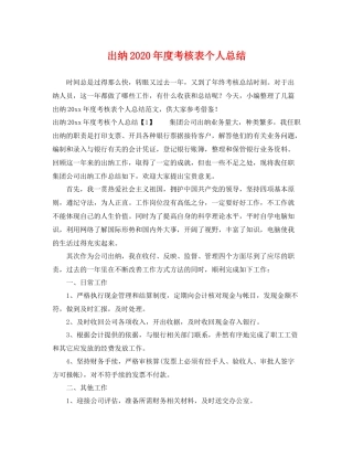 出纳2020年度考核表个人总结 