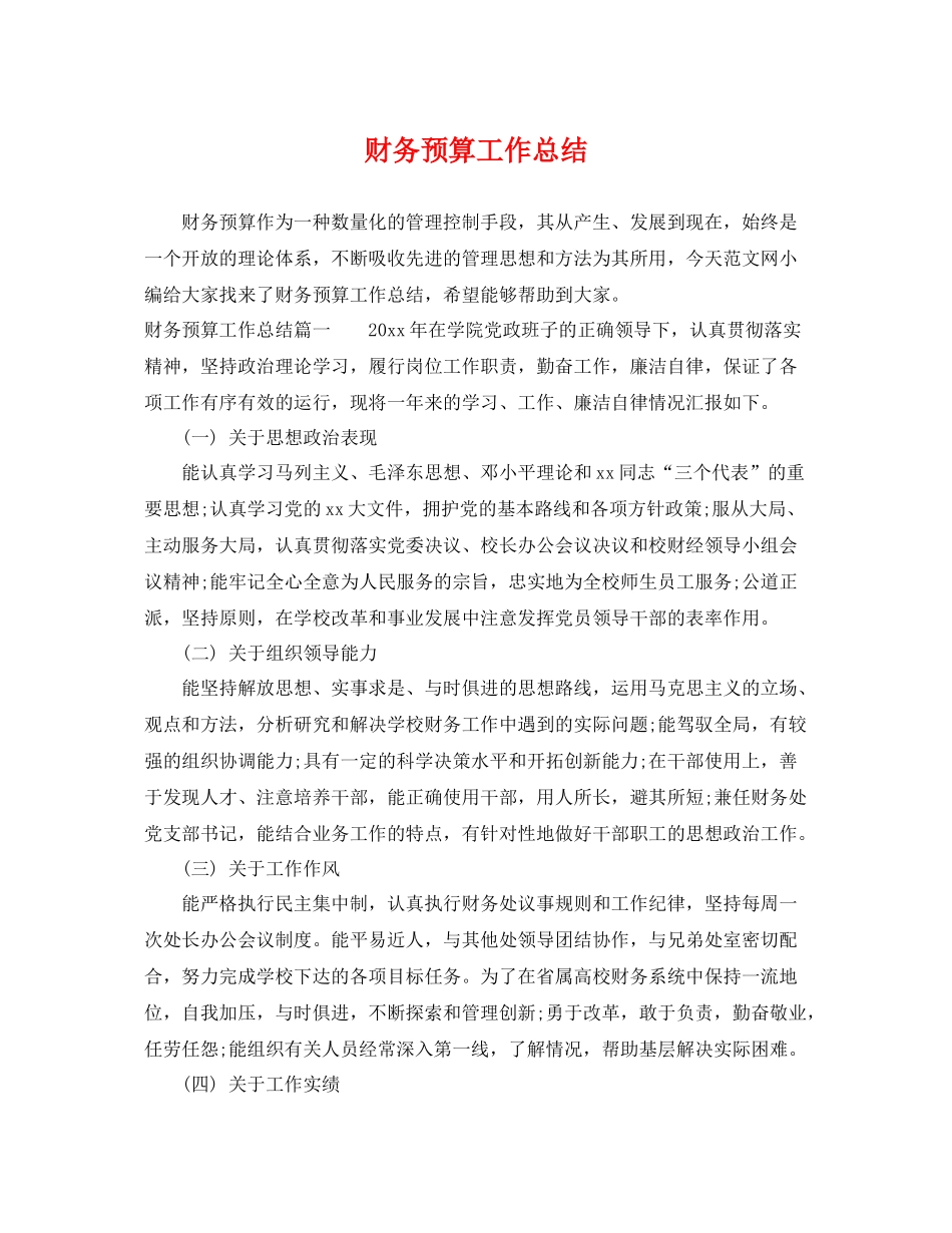 财务预算工作总结 _第1页