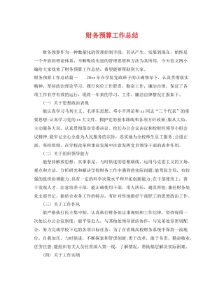 财务预算工作总结 