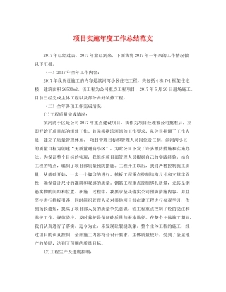 项目实施年度工作总结范文 