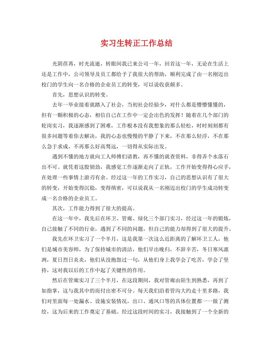 实习生转正工作总结 _第1页