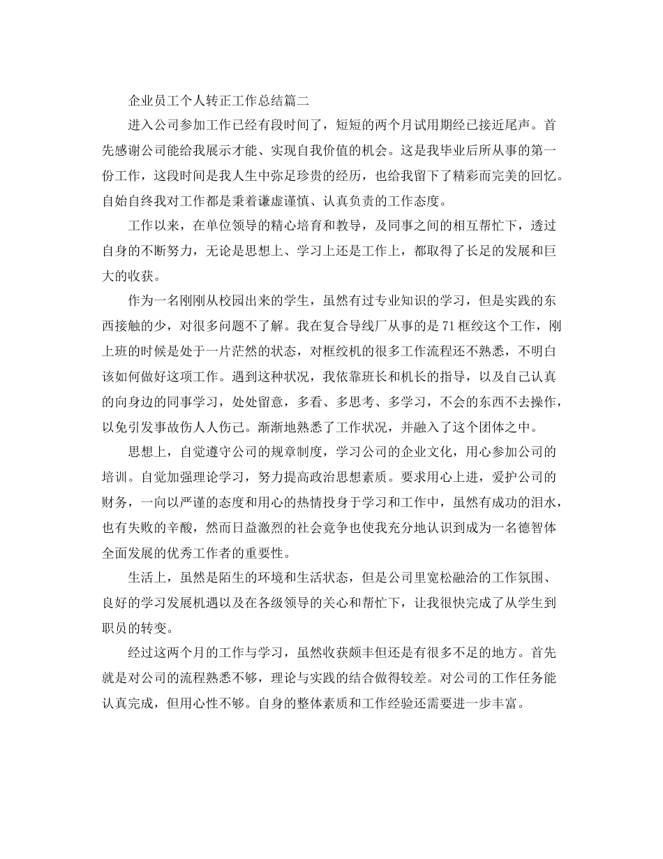 企业员工个人转正工作总结三篇 _第2页