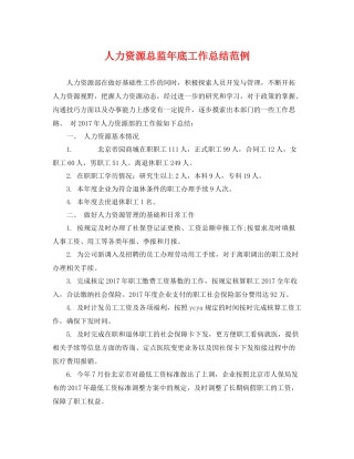 人力资源总监年底工作总结范例 