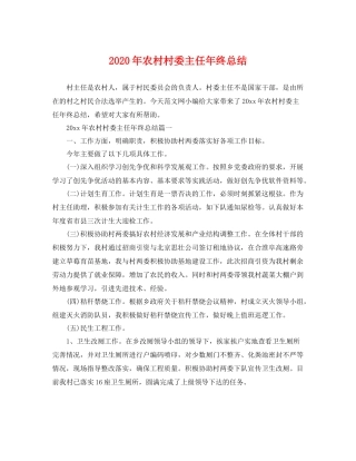 2020年农村村委主任年终总结 