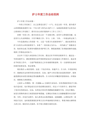 护士年度工作总结范例 