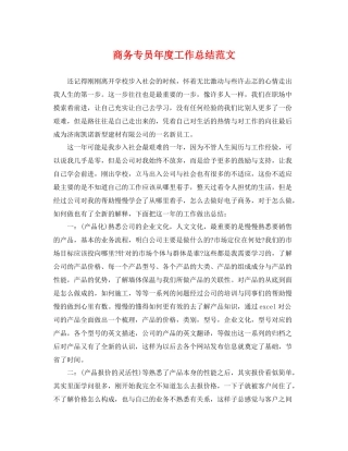 商务专员年度工作总结范文 