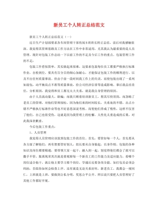 新员工个人转正总结范文 