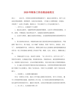 2020年财务工作自我总结范文 