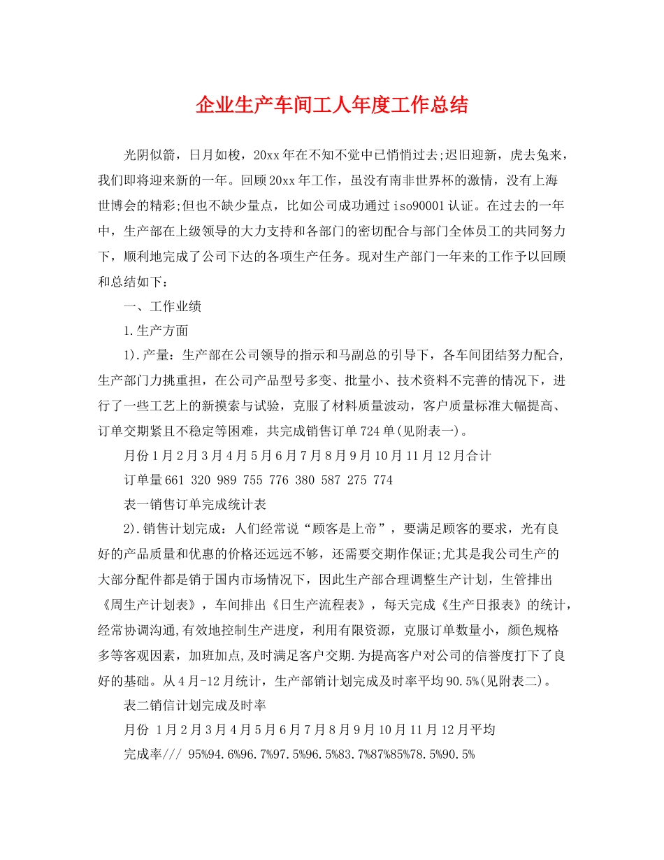 企业生产车间工人年度工作总结 _第1页