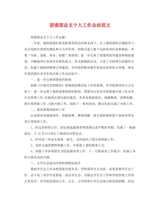 团委团总支个人工作总结范文 