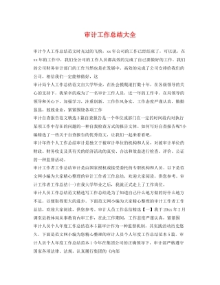 审计工作总结大全 