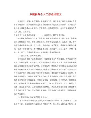 乡镇税务个人工作总结范文 