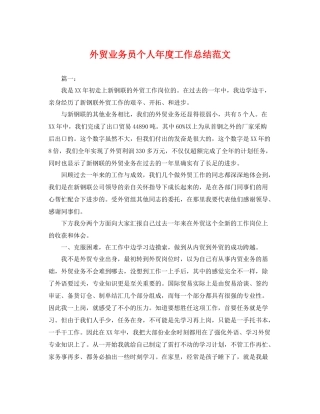 外贸业务员个人年度工作总结范文 