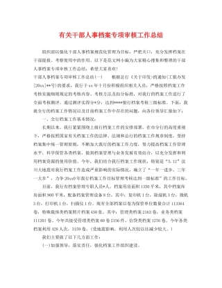 有关干部人事档案专项审核工作总结 