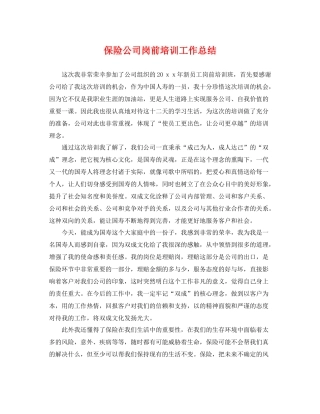 保险公司岗前培训工作总结 