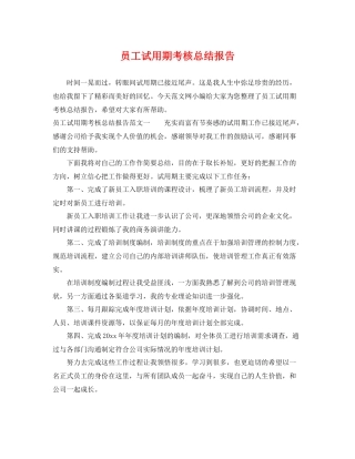 员工试用期考核总结报告 