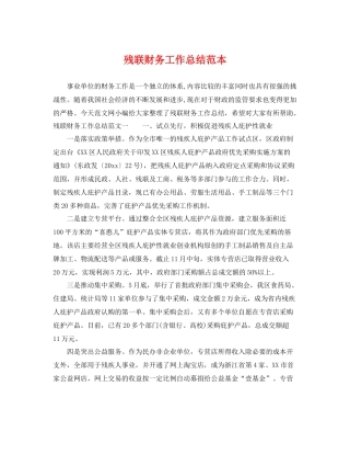 残联财务工作总结范本 