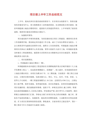 项目部上半年工作总结范文 