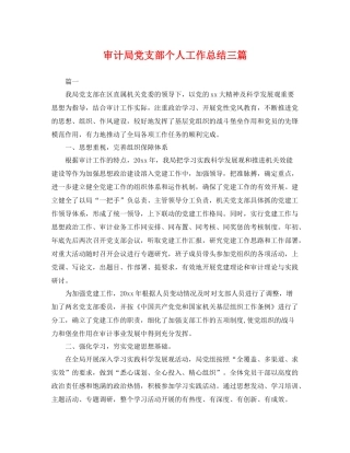 审计局党支部个人工作总结三篇 