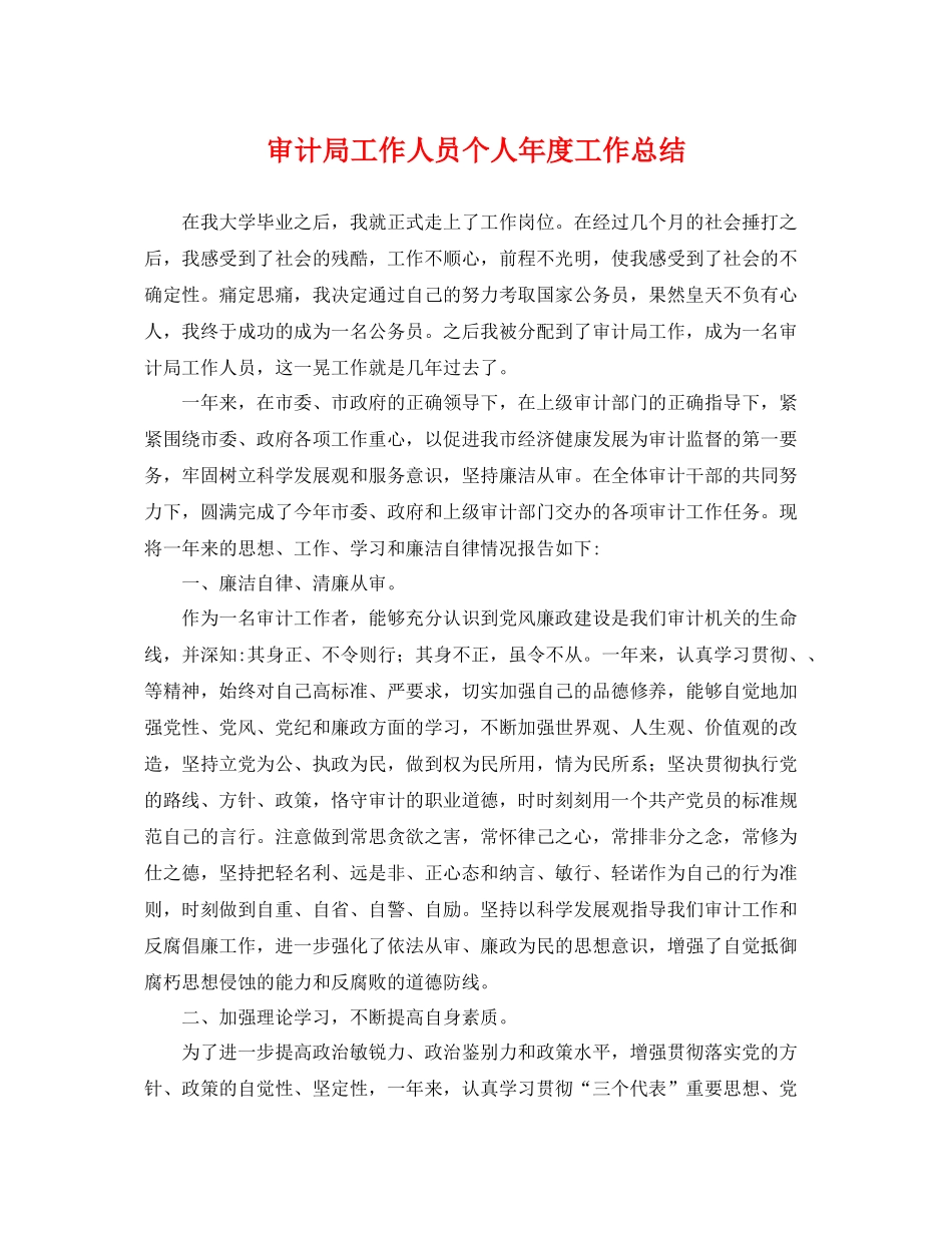 审计局工作人员个人年度工作总结 _第1页
